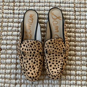 Sam Edelman leopard calf hair slides